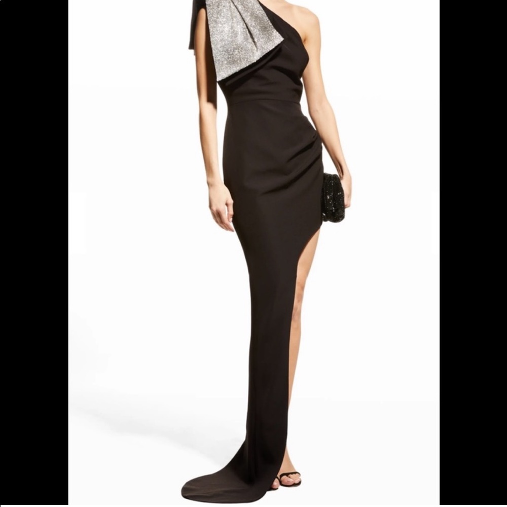 Bronx & Banco Stella Diamond Noir One-Shoulder Gown (Size XS)